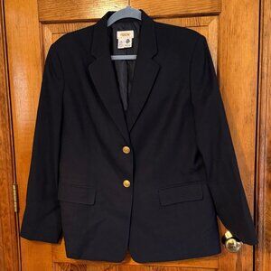 Talbots Petites Classic Wool Dark Navy Blazer - Size 14P